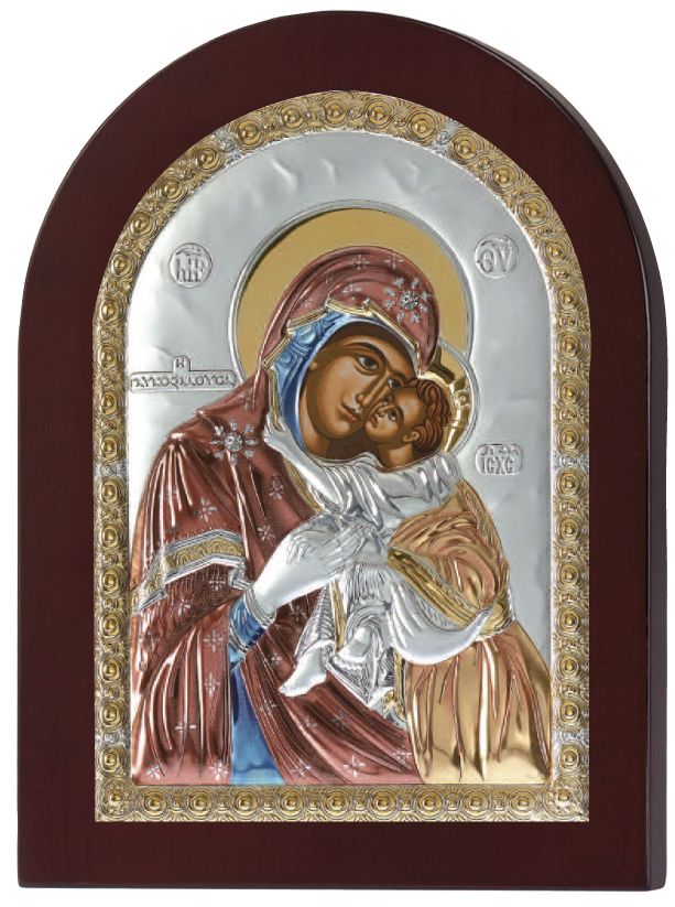 Prince Silvero ασημένια εικόνα Παναγία Γλυκοφιλούσα 10X14 MA/E1104DXC