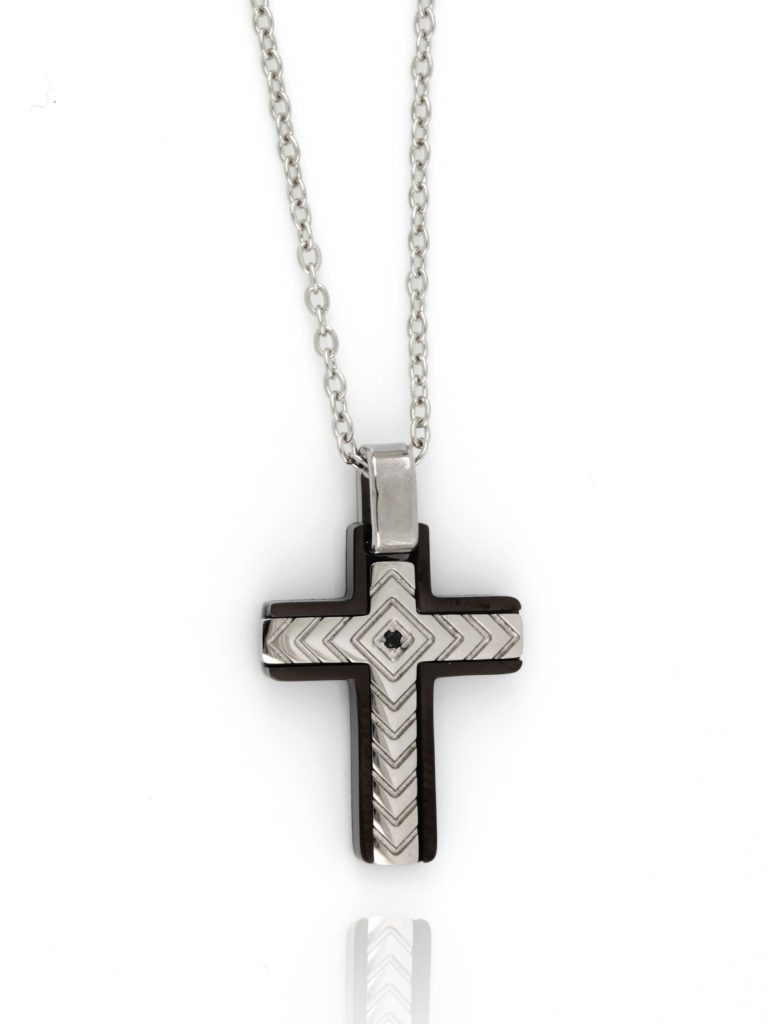 Ανδρικός ατσάλινος σταυρός με αλυσίδα Italsteel PEND2161