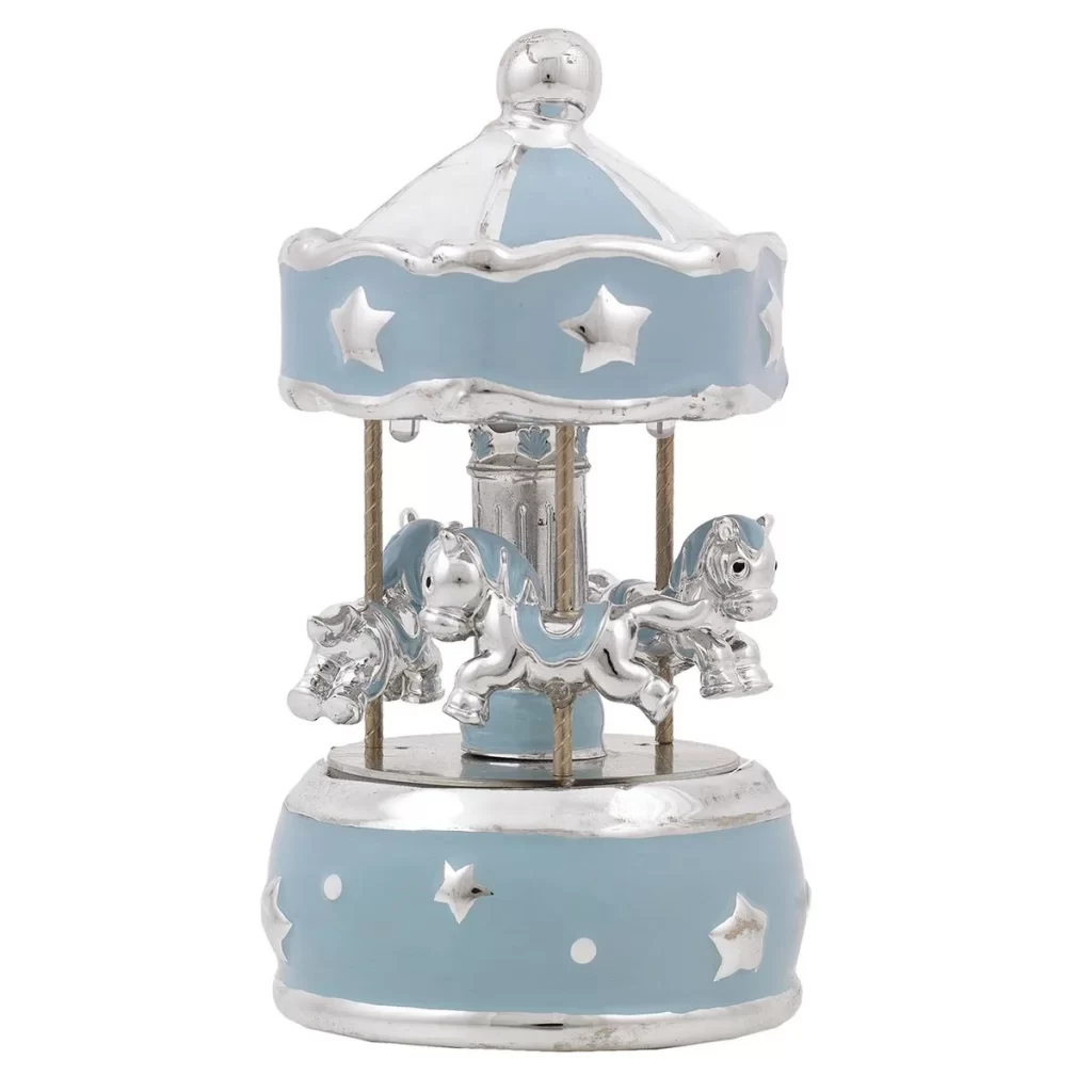 Bagutta μουσικό καρουζέλ απο ασήμι με φως led για αγόρι 17εκ. 4172-02A