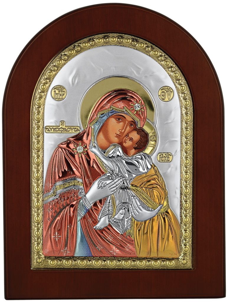 Prince Silvero ασημένια εικόνα Παναγία Γλυκοφιλούσα 15X21 MA/E1104BXC