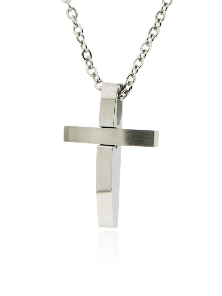 Italsteel ανδρικός ατσάλινος σταυρός με αλυσίδα PEND2139