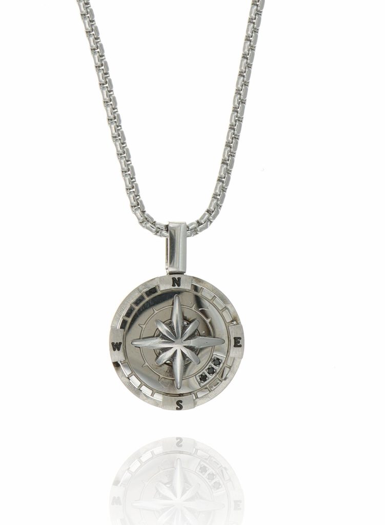 Italsteel ανδρική ατσάλινη πυξίδα με αλυσίδα PEND2310