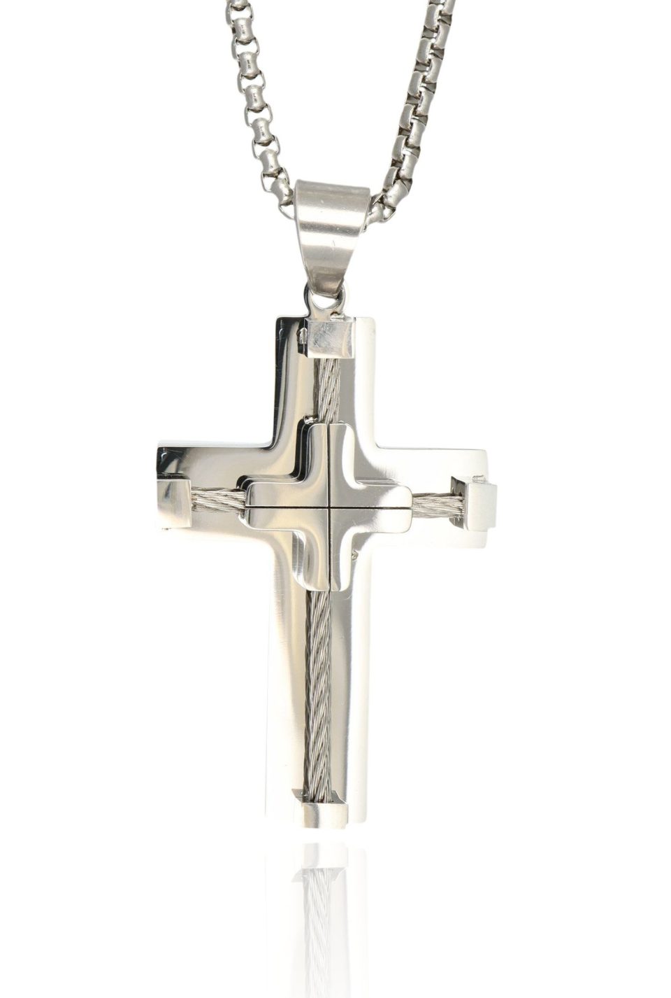 Italsteel ανδρικός ατσάλινος σταυρός με αλυσίδα PEND2351