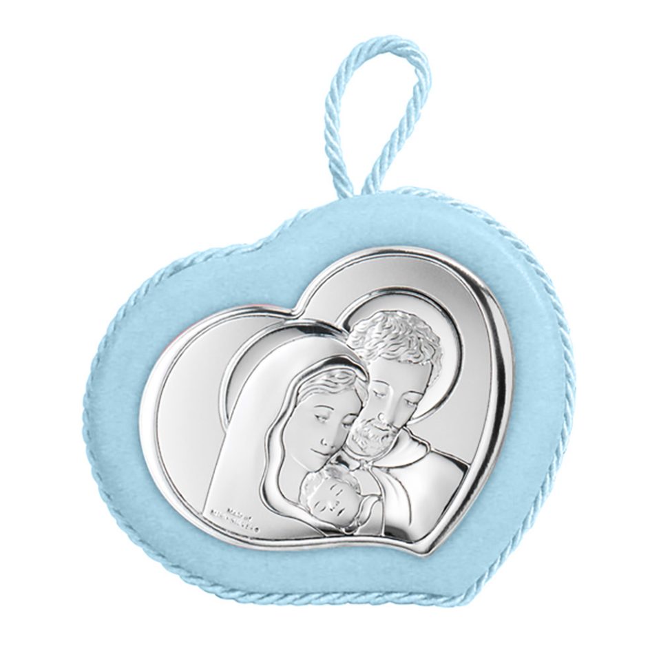 Valenti ασημένια παιδική εικόνα με μουσική η Αγία Οικογένεια διάσταση 10,5Χ10 10552C